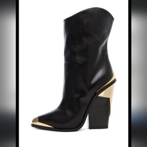 Versace Cowboy Bootie Black with Gold Hardware Women's Size 40 US 10